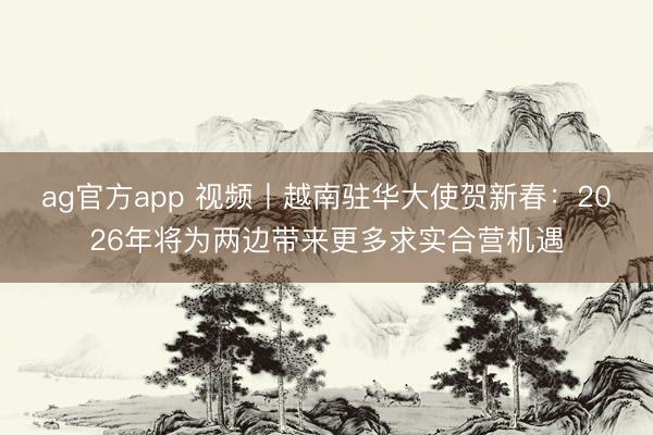 ag官方app 視頻丨越南駐華大使賀新春：2026年將為兩邊帶來更多求實合營機遇